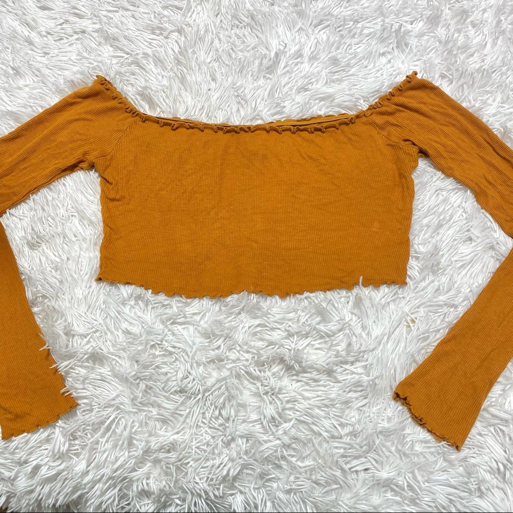 Orange long sleeve crop top
